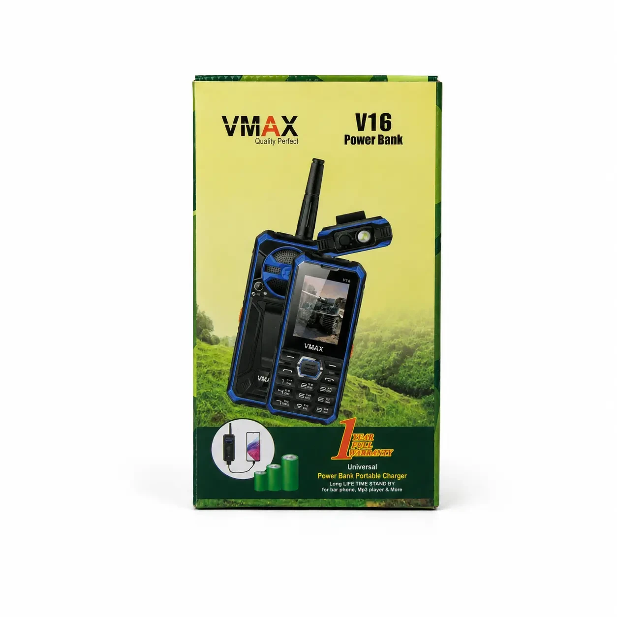 Vmax V16 Antenna Phone with 5200mAh Power Bank & Dual SIM